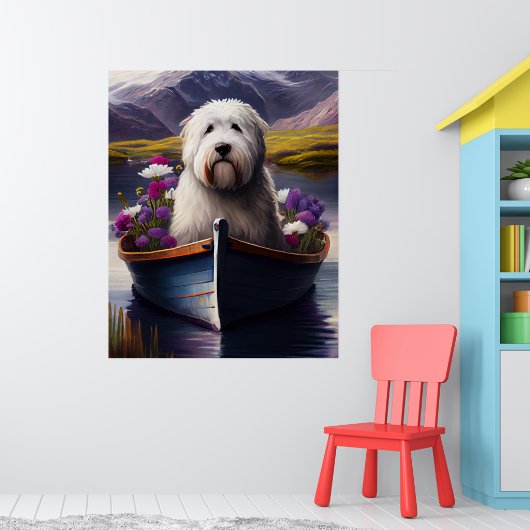 Old English Sheepdog auf Paddle: Ein Landschaftlic Poster (Kinderzimmer 1)