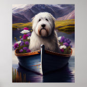 Old English Sheepdog auf Paddle: Ein Landschaftlic Poster (Vorne)