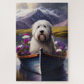 Old English Sheepdog auf Paddle: Ein Landschaftlic Puzzle (Vertikal)
