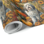 Old English Sheepdog Autumn Harvest Erntedank Geschenkpapier (Rolleneckpunkt)
