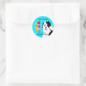 Old English Sheepdog - Birthday Balloon Glossy Runder Aufkleber (Tasche)