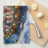 Old English Sheepdog Christmas Boat Holiday Geschirrtuch (Viertel Falte)