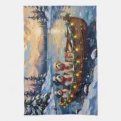 Old English Sheepdog Christmas Boat Holiday Geschirrtuch (Vertikal)