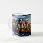 Old English Sheepdog Christmas Boat Holiday Kaffeetasse (Vorderseite Links)