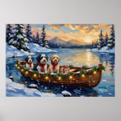 Old English Sheepdog Christmas Boat Holiday Poster (Vorne)