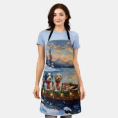 Old English Sheepdog Christmas Boat Holiday Schürze (Getragen)