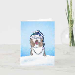 Old English Sheepdog Christmas Card Dankeskarte