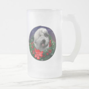 Old English Sheepdog Christmas Geschenke Mattglas Bierglas