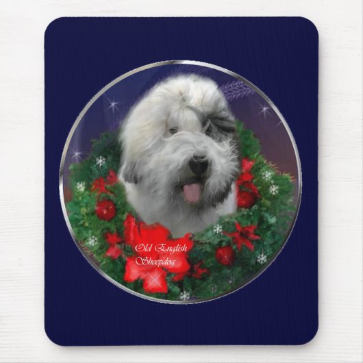 Old English Sheepdog Christmas Geschenke Mousepad (Vorne)