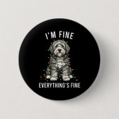 Old English Sheepdog Christmas I'm Fine Everything Button (Vorderseite)