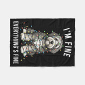 Old English Sheepdog Christmas I'm Fine Everything Fleecedecke (Vorderseite (Horizontal))