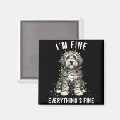 Old English Sheepdog Christmas I'm Fine Everything Magnet (Vorderseite/Rückseite)