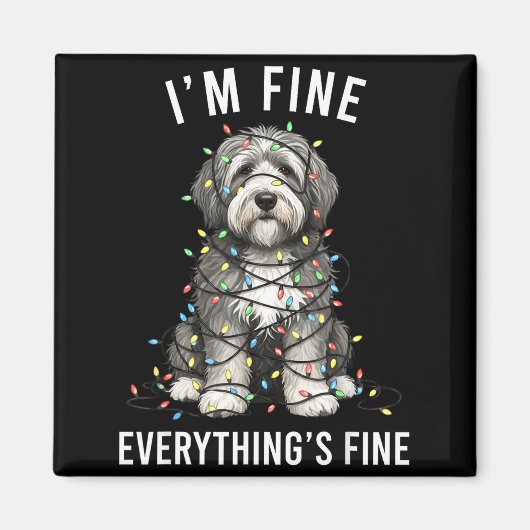 Old English Sheepdog Christmas I'm Fine Everything Magnet (Vorne)