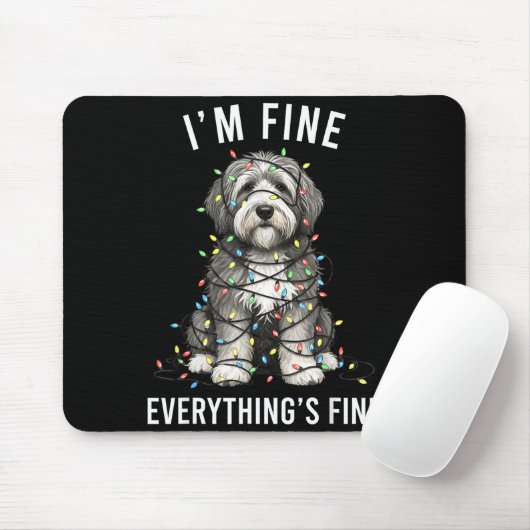 Old English Sheepdog Christmas I'm Fine Everything Mousepad (Mit Mouse)