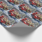 Old English Sheepdog Christmas Red Truck Holiday Geschenkpapier (Ecke)
