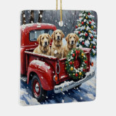 Old English Sheepdog Christmas Red Truck Holiday Keramikornament (Rechts)