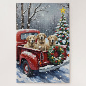 Old English Sheepdog Christmas Red Truck Holiday Puzzle (Vertikal)