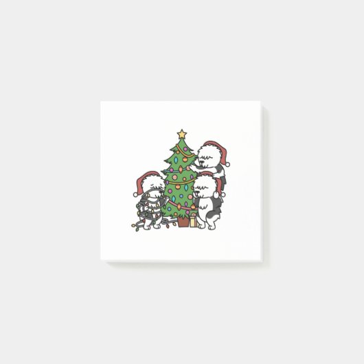 Old English Sheepdog Christmas Tree Post-it Klebezettel (Vorderseite)