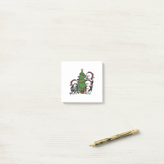 Old English Sheepdog Christmas Tree Post-it Klebezettel (Auf Schreibtisch)