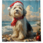 Old English Sheepdog Christmas Vintag Beach Duschvorhang (Vorderseite)