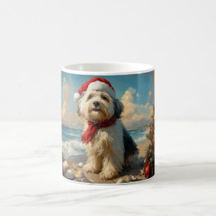 Old English Sheepdog Christmas Vintag Beach Kaffeetasse