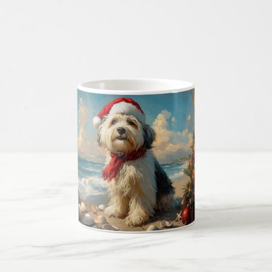 Old English Sheepdog Christmas Vintag Beach Kaffeetasse (Mittel)