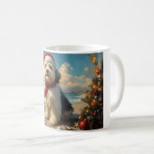 Old English Sheepdog Christmas Vintag Beach Kaffeetasse (VorderseiteRechts)