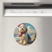 Old English Sheepdog Christmas Vintag Beach Magnet (In Situ (Geschirrspüler))