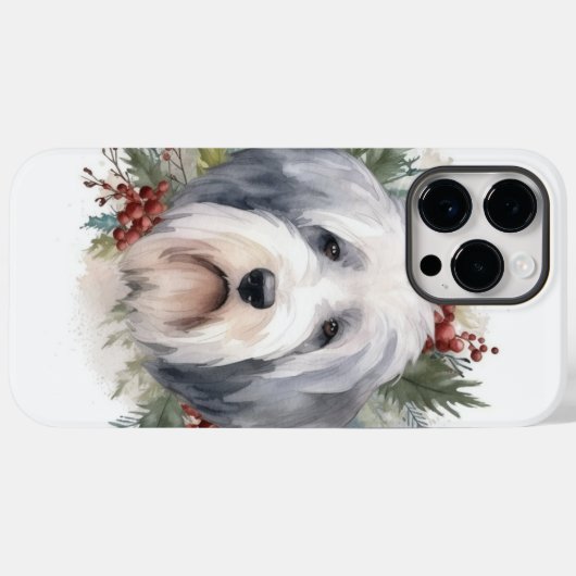 Old English Sheepdog Christmas Wreath Festivals Case-Mate iPhone Hülle (Rückseite (Horizontal))