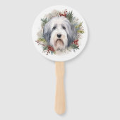 Old English Sheepdog Christmas Wreath Festivals Fächer (Vorderseite)