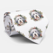Old English Sheepdog Christmas Wreath Festivals Krawatte (Gerollt)