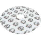 Old English Sheepdog Christmas Wreath Festivals Polyester Weihnachtsbaumdecke (Schrägansicht)