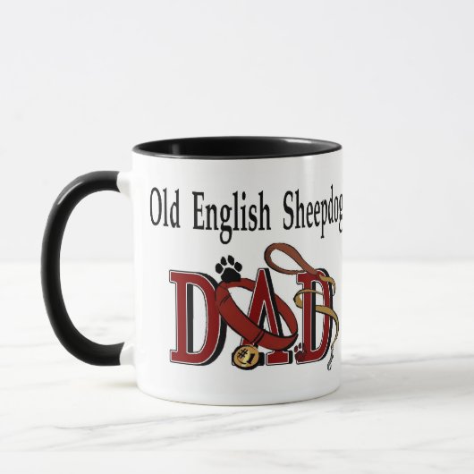 Old English Sheepdog DadGeschenke Tasse (Links)