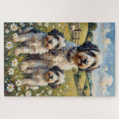 Old English Sheepdog-Daisy-Weide-Kunst Puzzle (Horizontal)