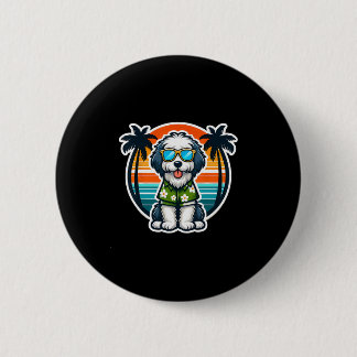 Old English Sheepdog Dog Owner Summer Vibes Vacati Button