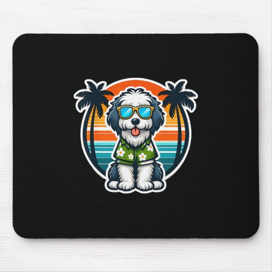 Old English Sheepdog Dog Owner Summer Vibes Vacati Mousepad (Vorne)