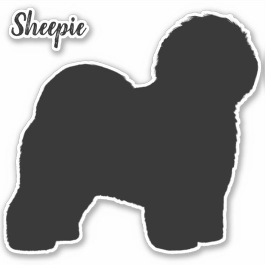 Old English Sheepdog Dog Silhouette Vinyl Sticker (Vorderseite)