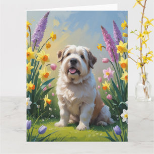 Old English Sheepdog Frühlingsblumen-Malerei Karte
