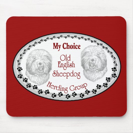 Old English Sheepdog Geschenke Mousepad (Vorne)
