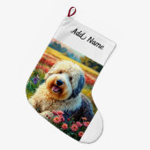 Old English Sheepdog Großer Weihnachtsstrumpf (Vorderansicht (hängend))