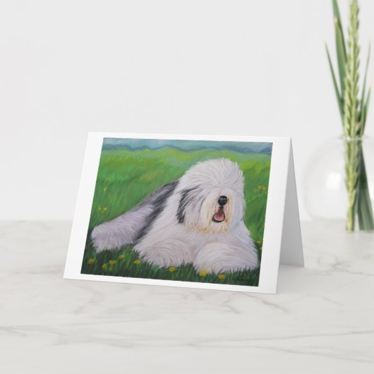 Old English Sheepdog Grußkarte nach Sharon Nummer Karte (Vorderseite)