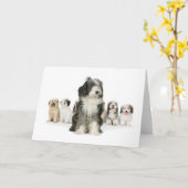 Old English Sheepdog Grußkarten Karte (Gelbe Blume)