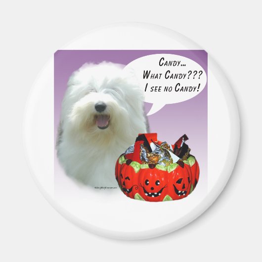Old English Sheepdog Halloween Candy Magnet (Vorne)