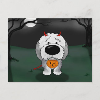 Old English Sheepdog Halloween Postkarte