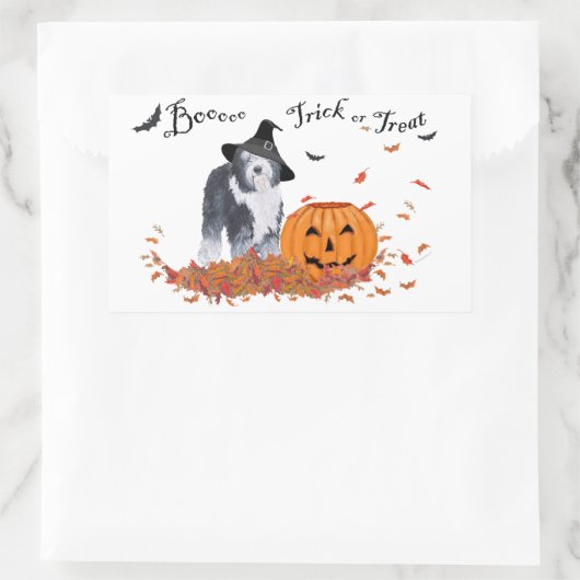 Old English Sheepdog Halloween Rechteckiger Aufkleber (Tasche)