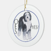 Old English Sheepdog Head Study Keramikornament (Links)