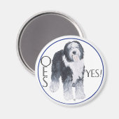 Old English Sheepdog Head Study Magnet (Vorderseite/Rückseite)