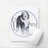 Old English Sheepdog Head Study Mousepad (Mit Mouse)