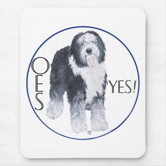 Old English Sheepdog Head Study Mousepad (Vorne)