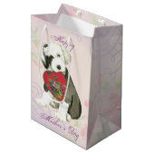 Old English Sheepdog Herzliche Mama Mittlere Geschenktüte (Vorderseite Schrägansicht)